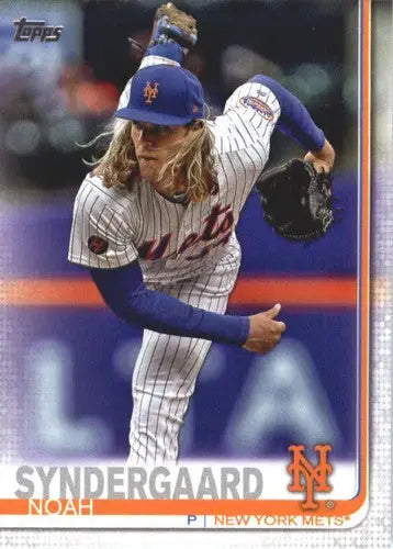 Original gloss baseball card featuring Noah Syndergaard in Mets uniform from 2019 Topps