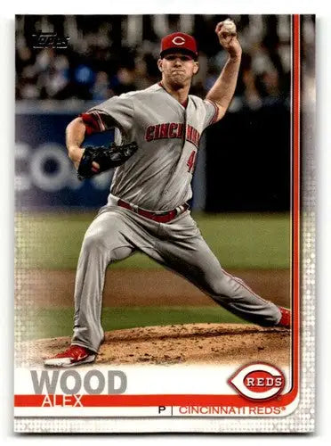 Original gloss Alex Wood Cincinnati Reds baseball card from 2019 Topps product