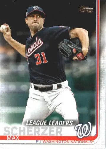 Original gloss 2019 Topps Max Scherzer baseball card featuring Nationals ID 59074