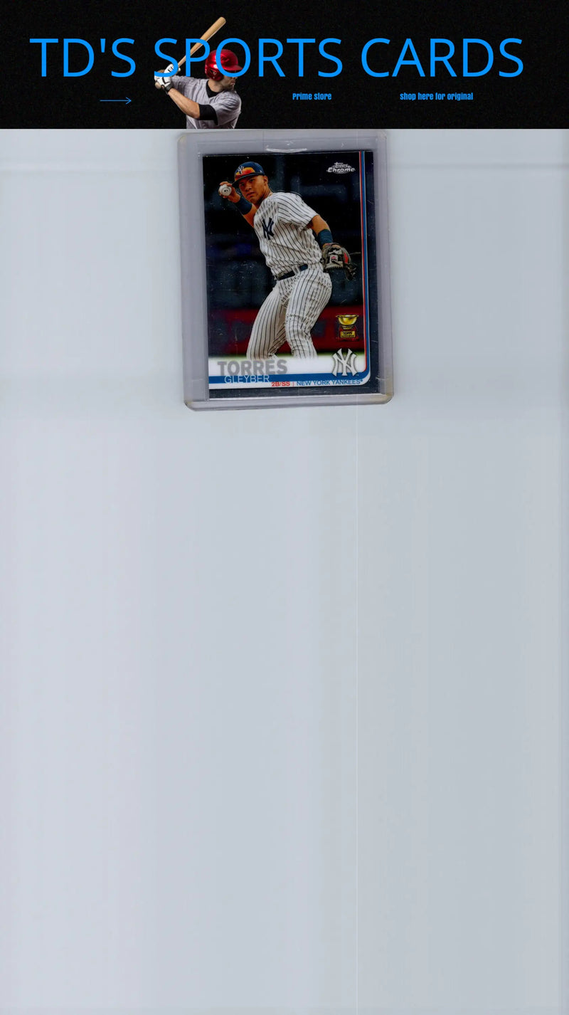 Baseball card of Gleyber Torres in protective case from 2019 Topps #7 All-Star Game