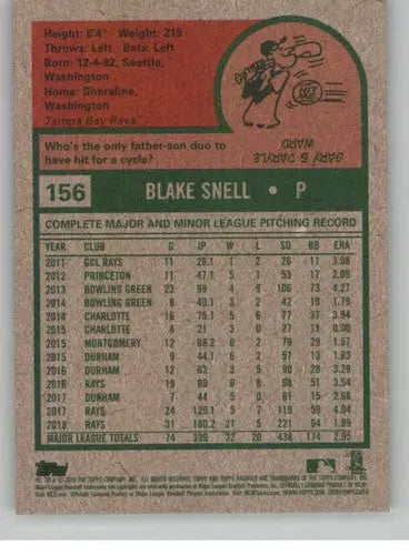 Original gloss 2019 Topps Archives Blake Snell Rays baseball card NM-MT