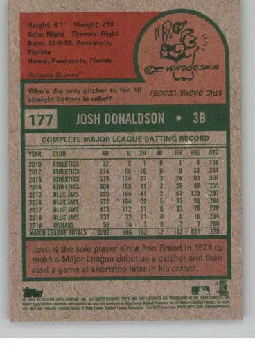 2019 Topps Archives #177 Josh Donaldson NM-MT Braves - Baseball Card Single