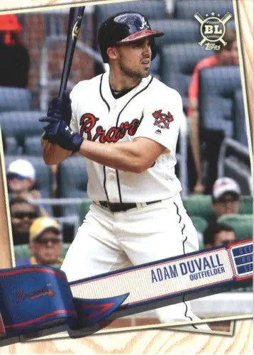 2019 Topps Big League Adam Duvall baseball card with original gloss featuring Braves player