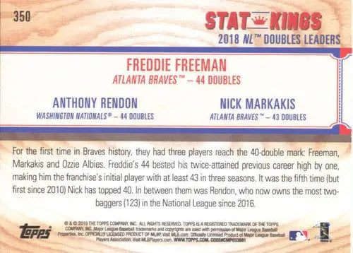 2019 Topps Big League #350 Freddie Freeman NM-MT Braves - Baseball Card Single