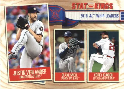 Baseball card of 2018 AL WHIP leaders from Topps Big League featuring Blake Snell Rays