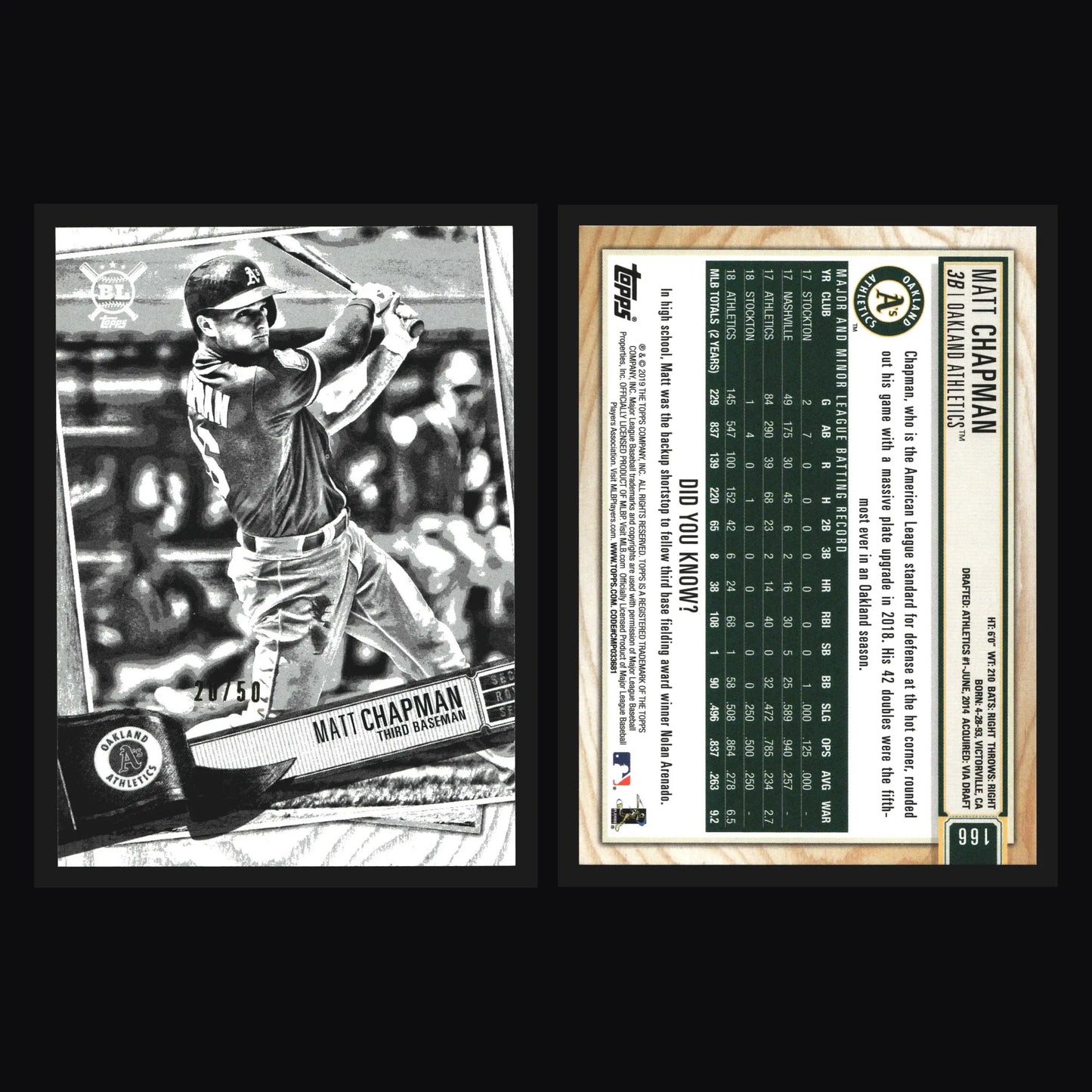 2019 Topps Big League Matt Chapman #166 Artist Rendition /50 Athletics - Baseball Card Single