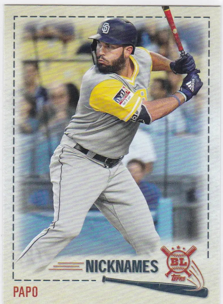 Baseball card of Eric Hosmer in gray uniform from 2019 Topps Big League Players Weekend