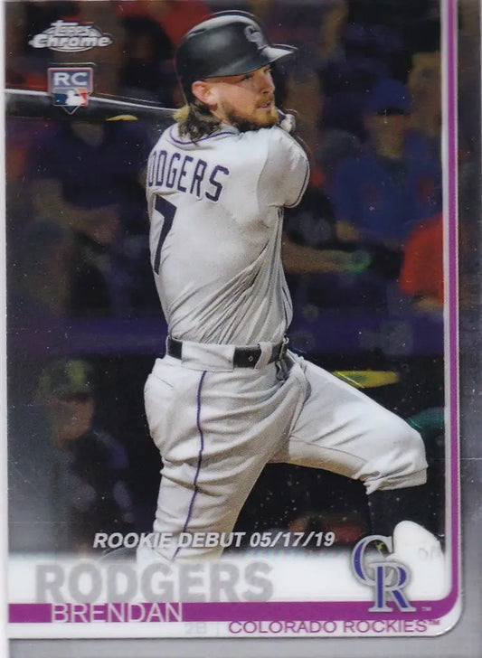 2019 Topps Chrome #63 Brendan Rodgers RC Rookie -- Colorado Rockies - Baseball Card Single