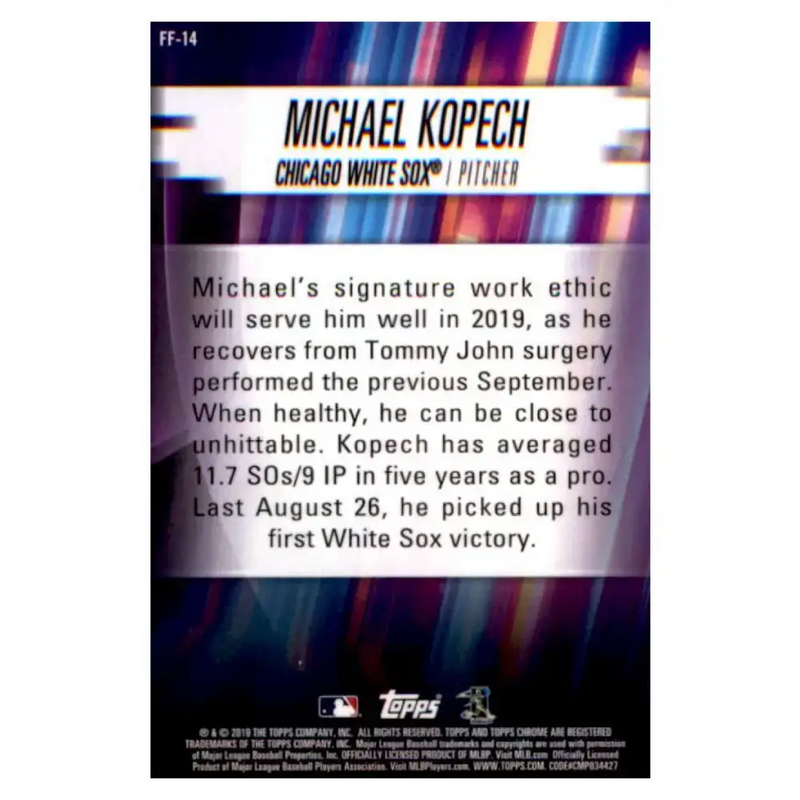 2019 Topps Chrome Freshman Flash Refractors #FF-14 Michael Kopech NM-MT Chicago White Sox Baseball Card - Baseball Card