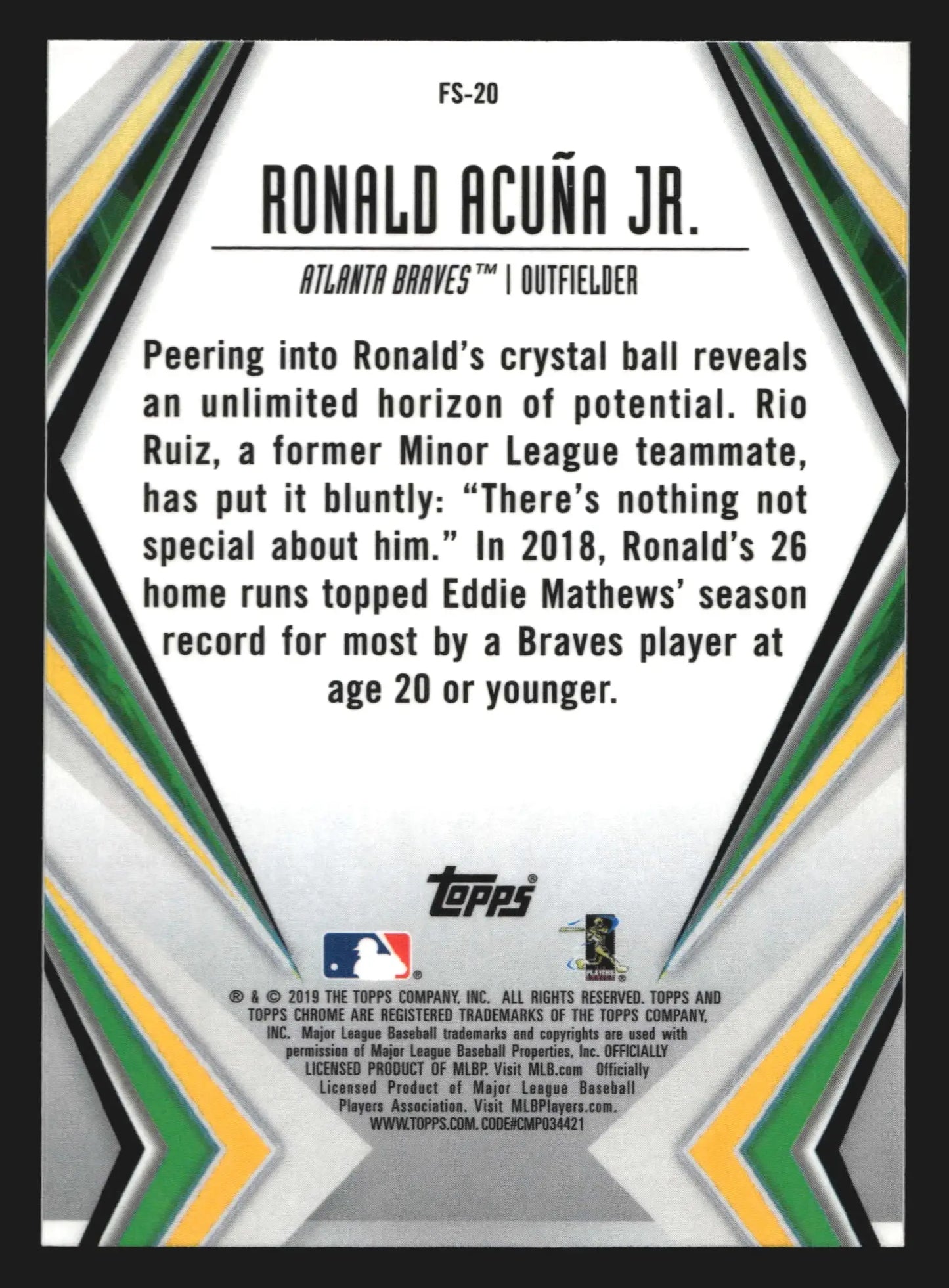 2019 Topps Chrome #FS-20 Ronald Acuna Jr. Atlanta Braves - Baseball Card Single