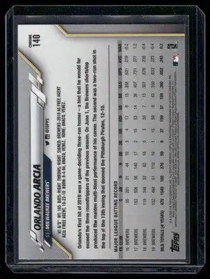 2019 Topps Chrome Orlando Arcia #140 Gold Refractor Baseball - Baseball Card Single