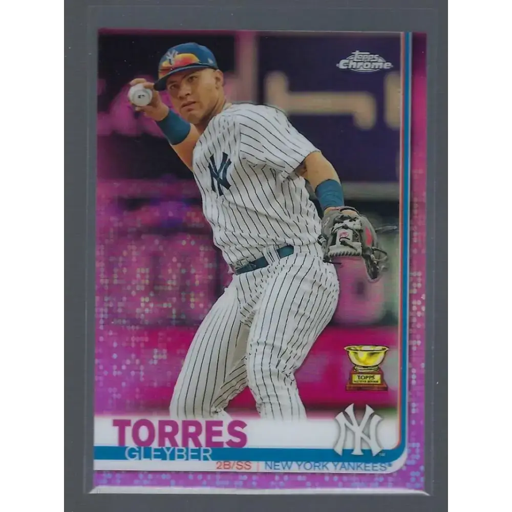 2019 Topps Chrome Refractors Pink #86 Gleyber Torres NM-MT New York Yankees Baseball Card - Baseball Card Single