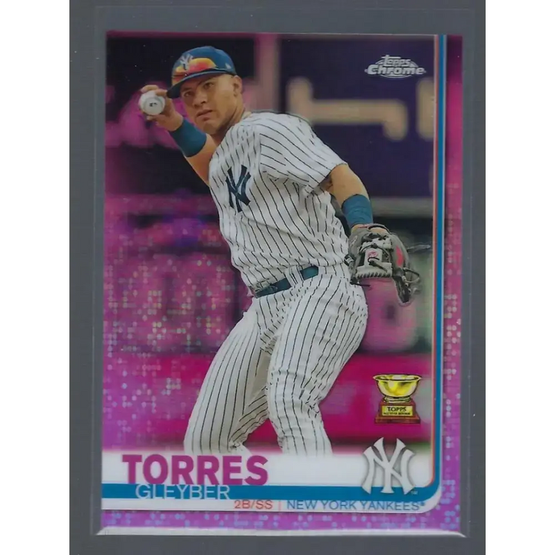 2019 Topps Chrome Refractors Pink #86 Gleyber Torres NM-MT New York Yankees Baseball Card - Baseball Card Single