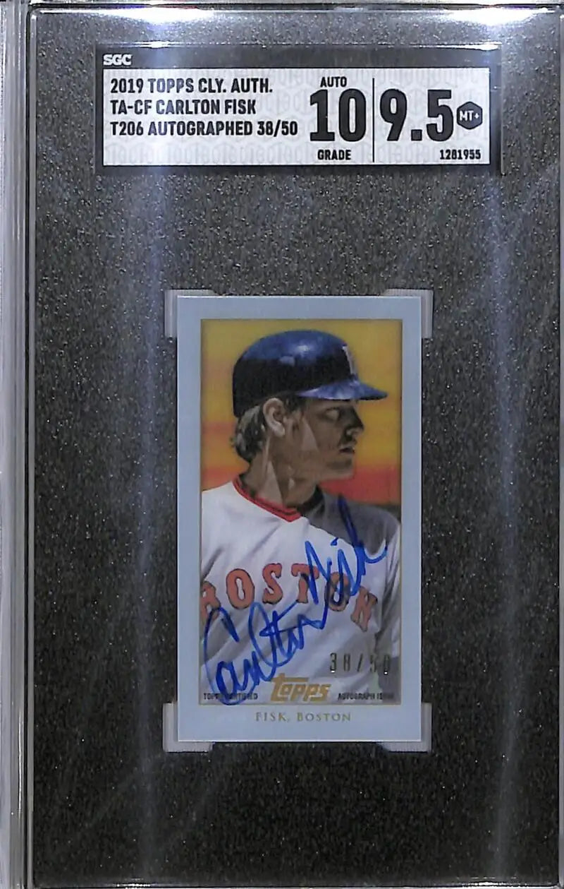 2019 Topps Clearly Authentic #TA-CF Carlton Fisk SGC 10 Gem Auto 38/50 Boston Red Sox - Baseball Card Single