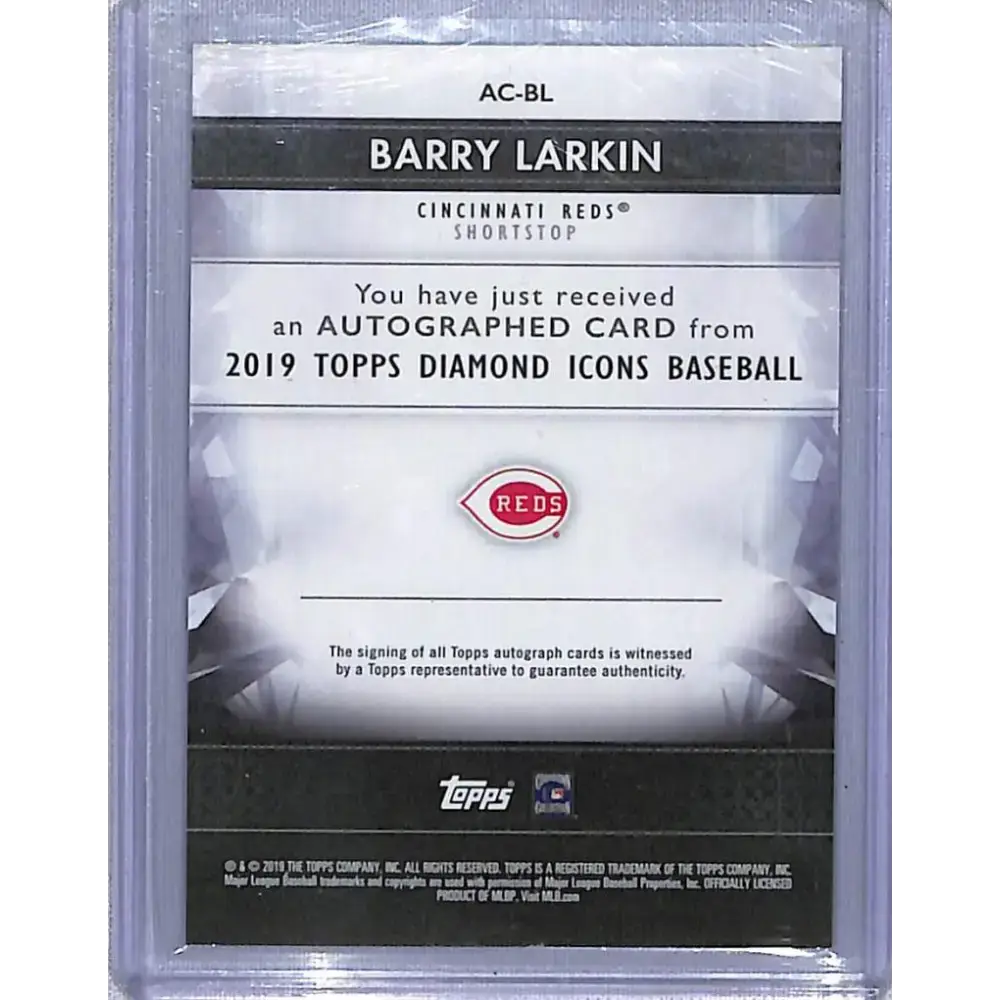 2019 Topps Diamond Icons Purple #AC-BL Barry Larkin NM-MT Auto 4/10 Cincinnati Reds Baseball Card - Baseball Card Single