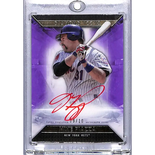 2019 Topps Diamond Icons Red Ink Purple #RI-MP Mike Piazza EX Excellent Auto 9/10 New York Mets Baseball Card