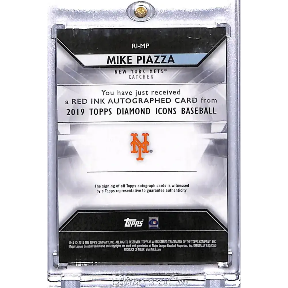 2019 Topps Diamond Icons Red Ink Purple #RI-MP Mike Piazza EX Excellent Auto 9/10 New York Mets Baseball Card