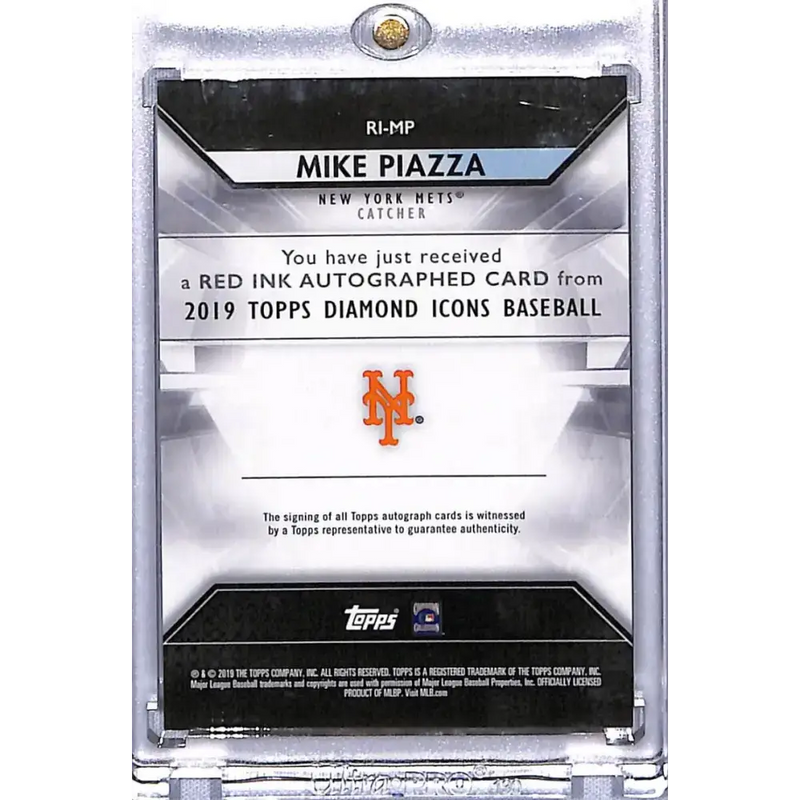2019 Topps Diamond Icons Red Ink Purple #RI-MP Mike Piazza EX Excellent Auto 9/10 New York Mets Baseball Card