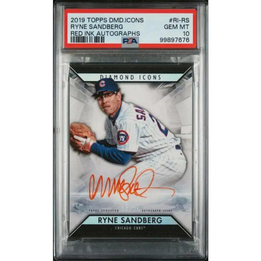 2019 Topps Diamond Icons Red Ink #RIRS Ryne Sandberg PSA 10 GEM MINT Auto 24/25 Chicago Cubs Baseball Card - Baseball