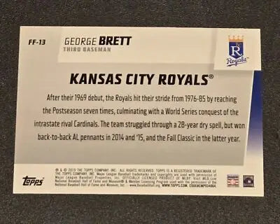 2019 Topps #FF-13 George Brett Franchise Feats - Baseball Card Single