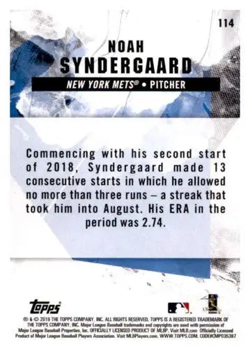 Back of 2019 Topps Fire Noah Syndergaard trading card with original gloss NM-MT