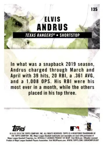 Elvis Andrus baseball card with original gloss from 2019 Topps Fire NM-MT Rangers