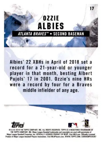 Ozzie Albies baseball card from 2019 Topps Fire with original gloss and vibrant details