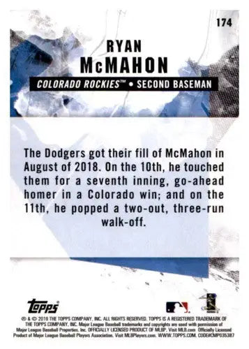 2019 Topps Fire #174 Ryan McMahon NM-MT Rockies ID:24600 - Baseball Card Single