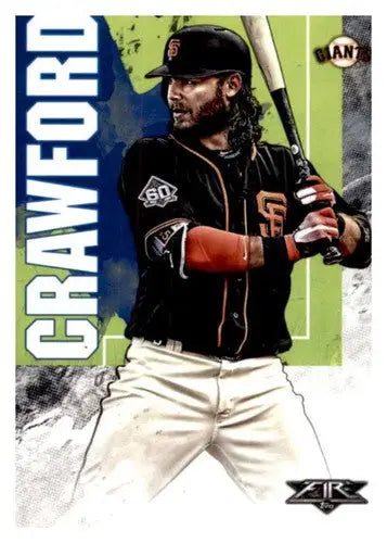 Original gloss baseball trading card featuring Brandon Crawford in black uniform and bat