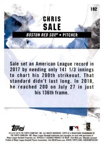 2019 Topps Fire #192 Chris Sale NM-MT Red Sox - Baseball Card Single