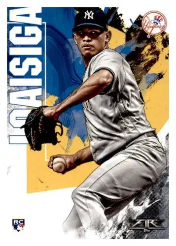 Original gloss Baseball card of Jonathan Loaisiga from 2019 Topps Fire Rookie Yankees