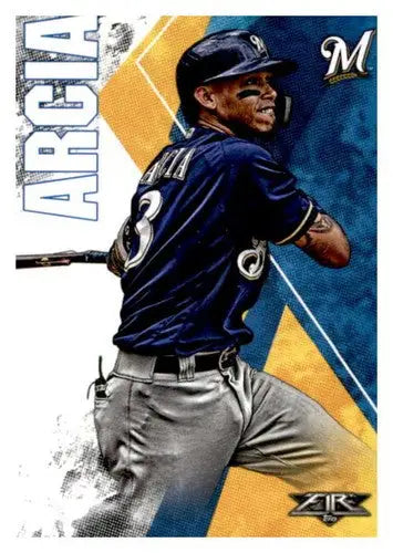 2019 Topps Fire Orlando Arcia baseball card with original gloss from Brewers collection