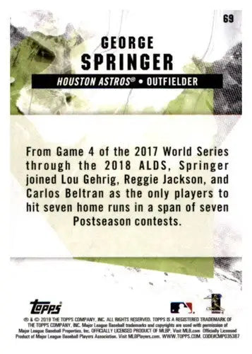 2019 Topps Fire #69 George Springer NM-MT Astros ID:23494 - Baseball Card Single