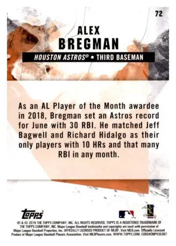 2019 Topps Fire #72 Alex Bregman NM-MT Astros - Baseball Card Single