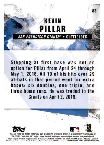 Kevin Pillar baseball card from 2019 Topps Fire with original gloss and NM-MT condition