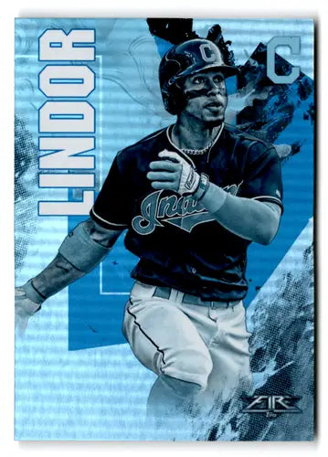 Original gloss Blue Chip Francisco Lindor baseball card from 2019 Topps Fire series