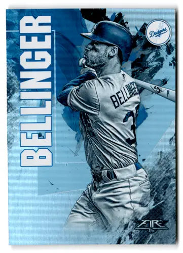 Baseball card of Cody Bellinger Blue Chip 2019 Topps Fire Dodgers original gloss