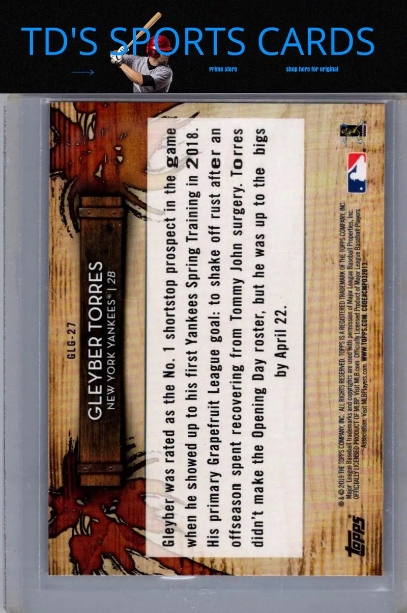 Gleyber Torres baseball card from 2019 Topps Torres Grapefruit League Greats collection