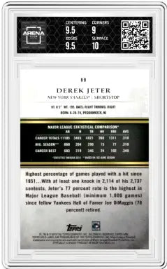 2019 Topps Gold Label Derek Jeter #89 Baseball Arena Club 9.5 - Baseball Card Single
