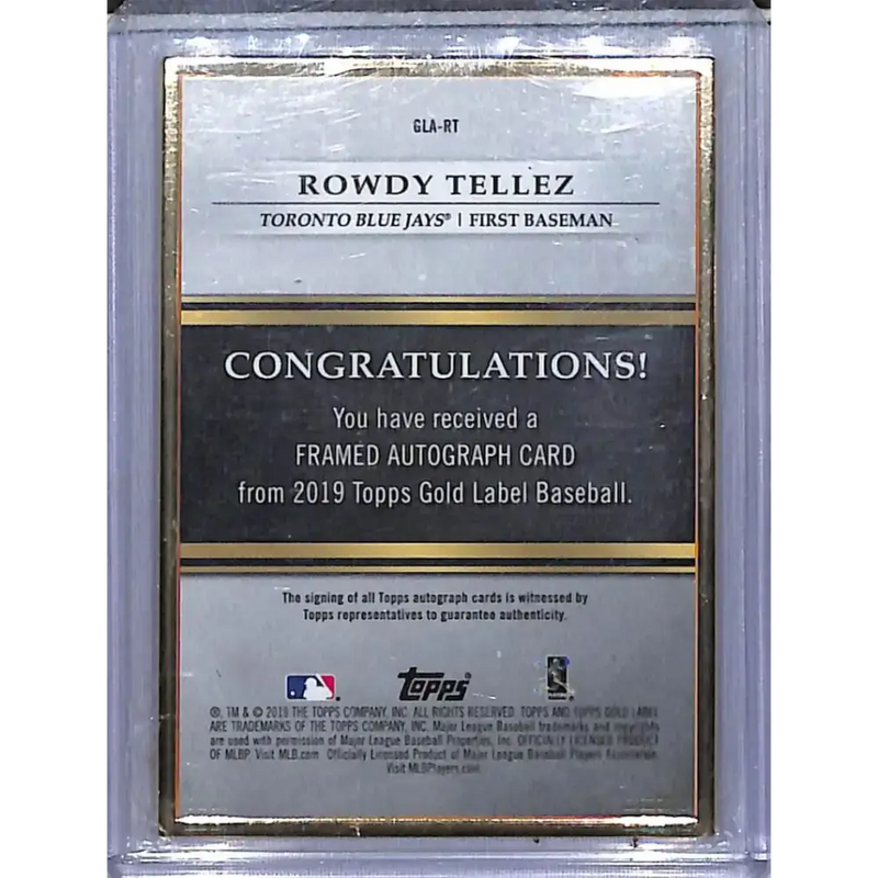 2019 Topps Gold Labeled Frame #GLA-RT Rowdy Tellez NM-MT Auto 72/75 Toronto Blue Jays - Baseball Card Single
