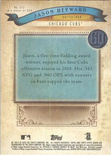 2019 Topps Gypsy Queen #272 Jason Heyward NM-MT Cubs - Baseball Card Single