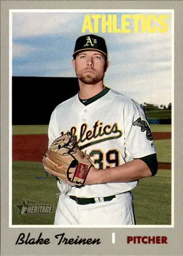 Original gloss of Blake Treinen baseball card from 2019 Topps Heritage series