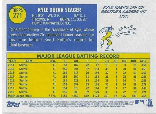 2019 Topps Heritage #271 Kyle Seager NM-MT Mariners - Baseball Card Single