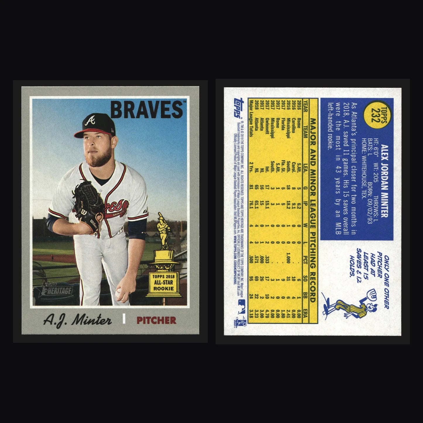 2019 Topps Heritage A.J. Minter #232 Rookie Cup Atlanta Braves - Baseball Card Single
