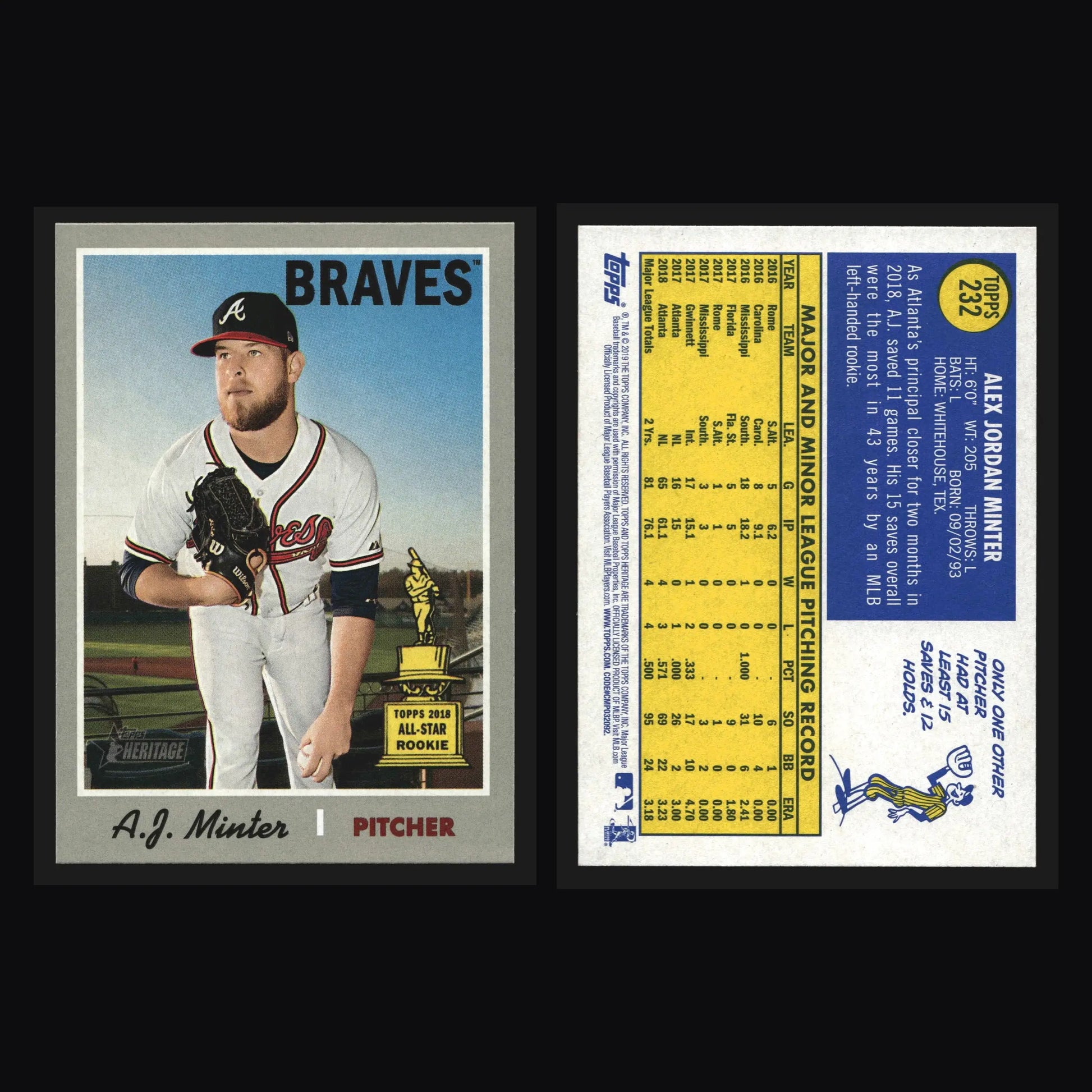 2019 Topps Heritage A.J. Minter #232 Rookie Cup Atlanta Braves - Baseball Card Single