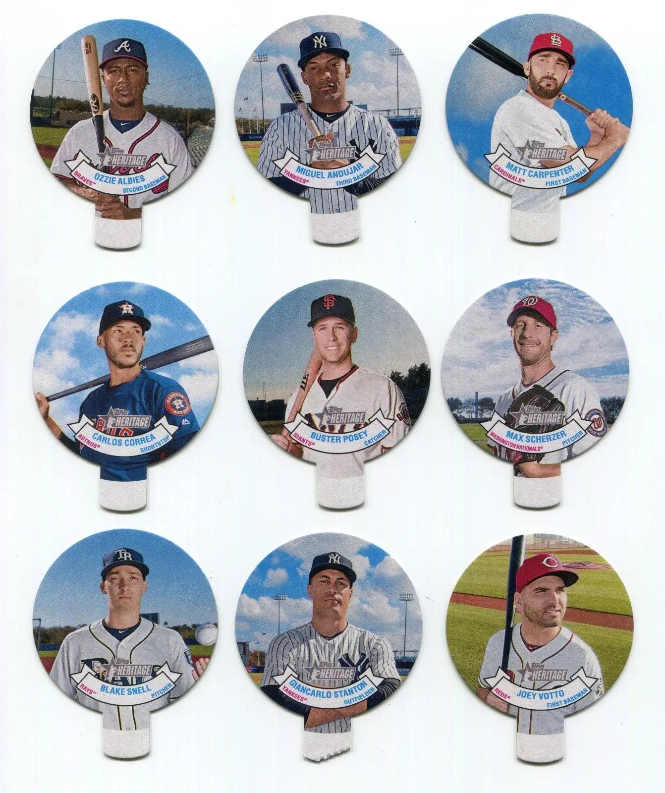 2019 Topps Heritage Baseball Stars Candy Lids Die Cut Inserts Lot of 9