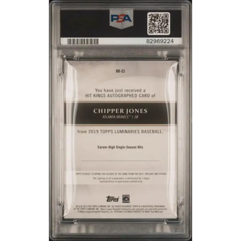 2019 Topps Luminaries Hit Kings Blue #HK-CJ Chipper Jones PSA 8 NM-MT Auto 2/5 Atlanta Braves Baseball Card - Baseball