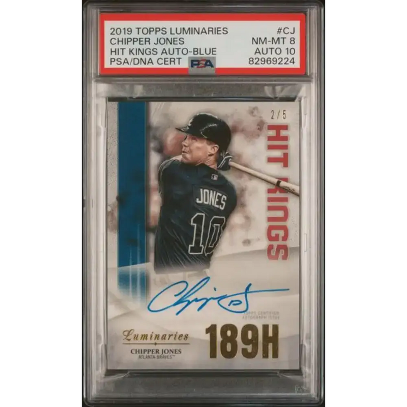 2019 Topps Luminaries Hit Kings Blue #HK-CJ Chipper Jones PSA 8 NM-MT Auto 2/5 Atlanta Braves Baseball Card - Baseball