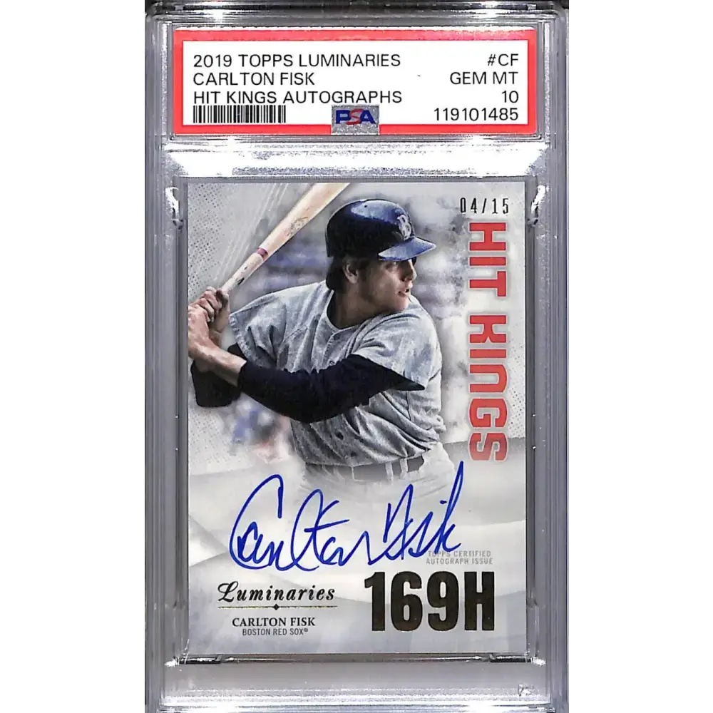 2019 Topps Luminaries Hit Kings #HK-CF Carlton Fisk PSA 10 GEM MINT Auto 4/15 Boston Red Sox - Baseball Card Single