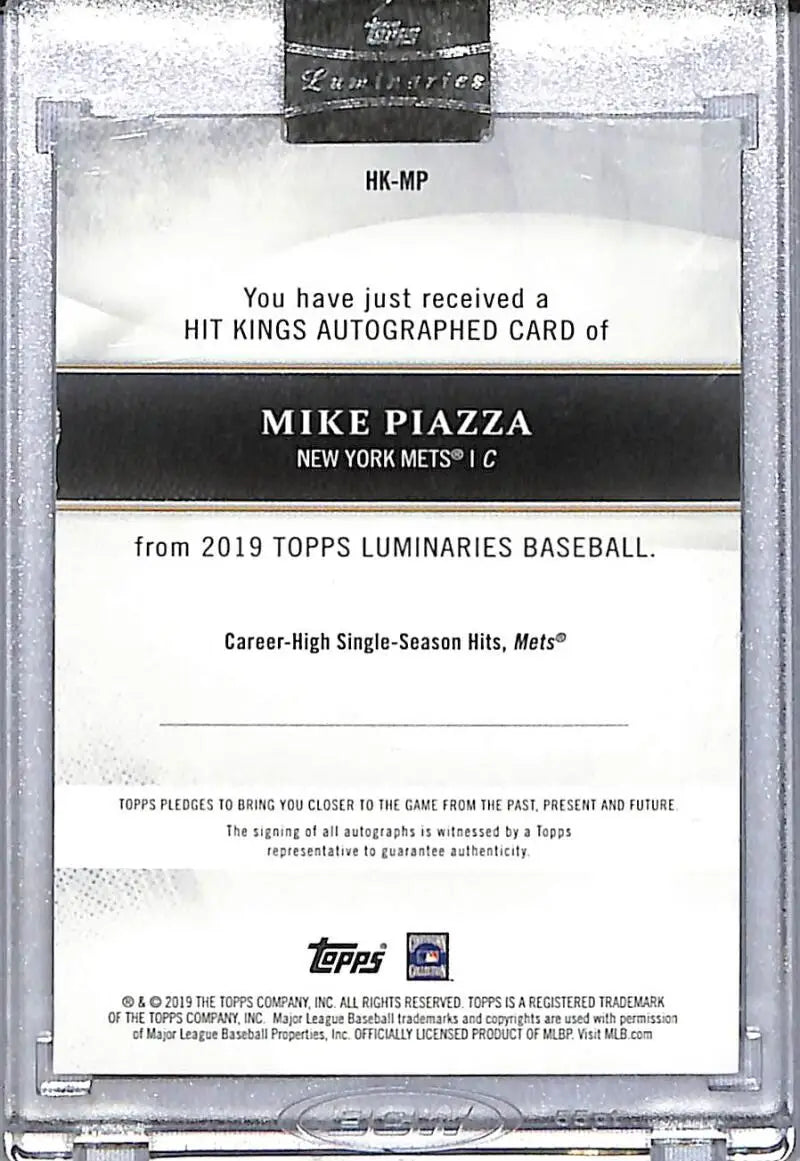 2019 Topps Luminaries Hit Kings #HK-MP Mike Piazza NM-MT Auto 9/15 New York Mets - Baseball Card Single